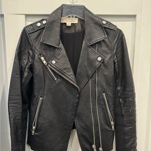 Vintage Havana Faux Leather Biker Jacket
